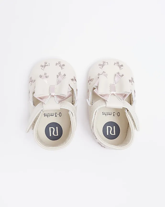 Baby girls Pink Bow embroidered Shoes