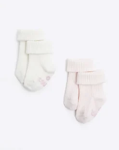 Baby girls pink turnover socks 2 pack