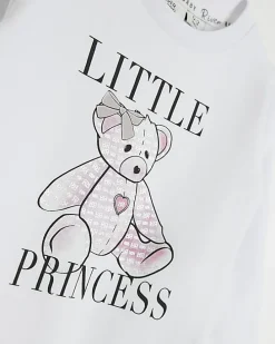 Baby girls white bear graphic all in one