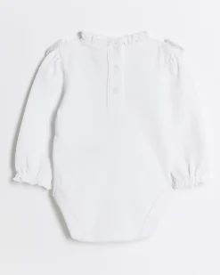 Baby girls white broderie bodysuit