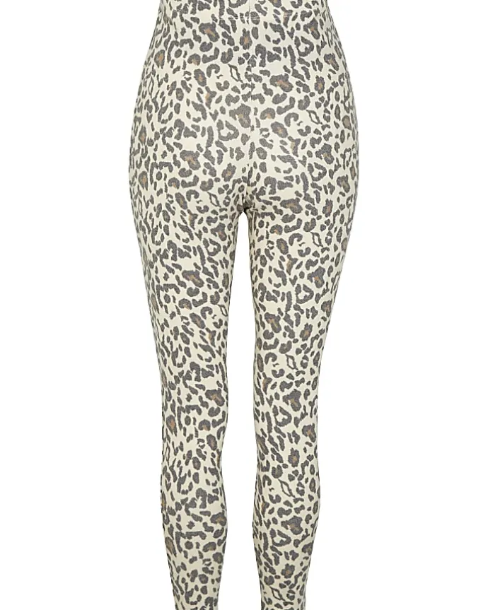 Beige animal print maternity leggings