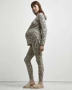 Beige animal print maternity top