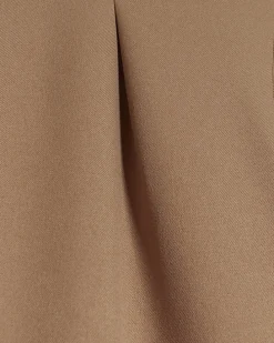 Beige asymmetric waist wide leg trousers