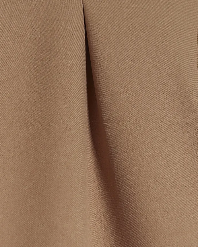 Beige asymmetric waist wide leg trousers