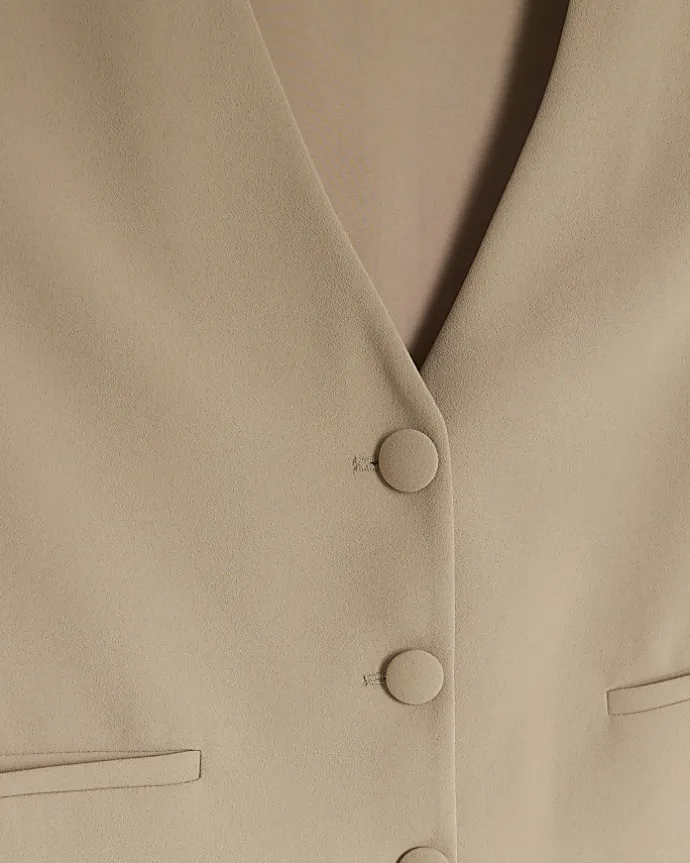 Beige Cropped Waistcoat