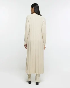 Beige high neck jumper maxi dress