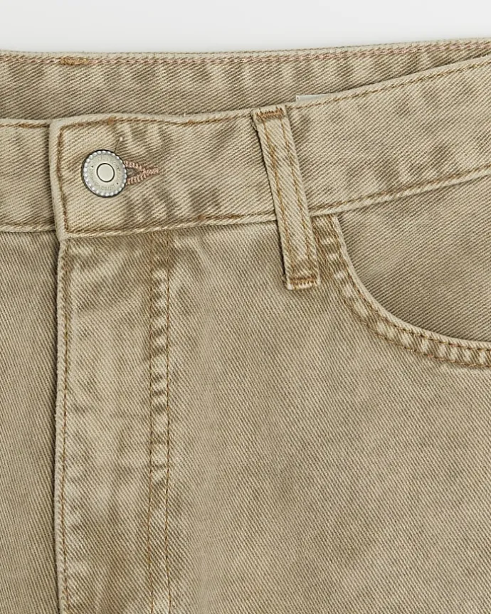Beige high waisted relaxed straight jeans