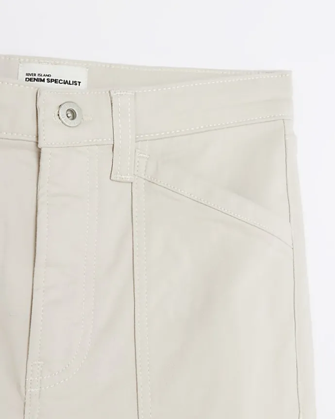 Beige high waisted skinny cargo jeans