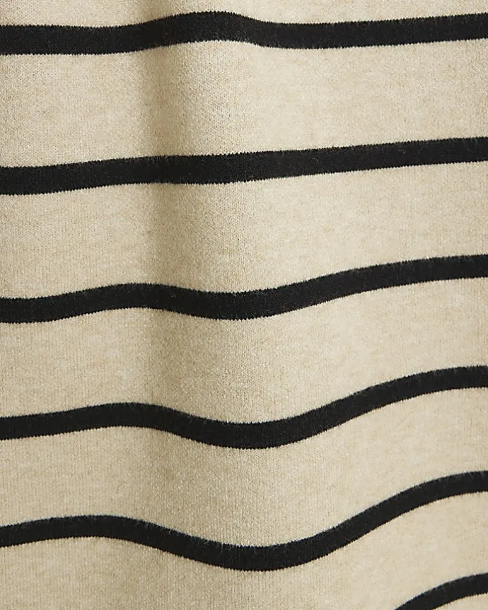 Beige knit stripe maxi skirt