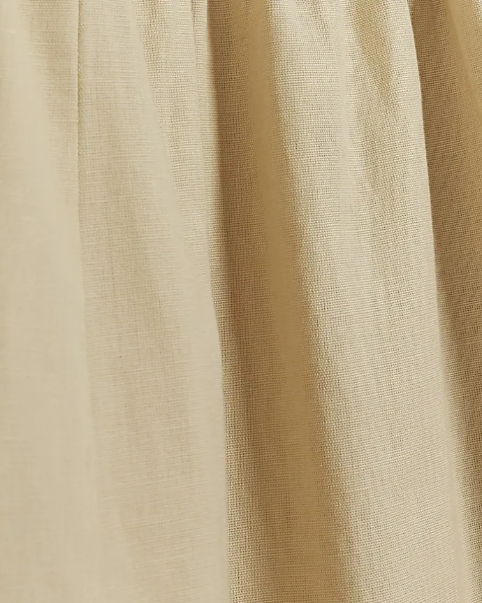 Beige linen halter neck midi dress