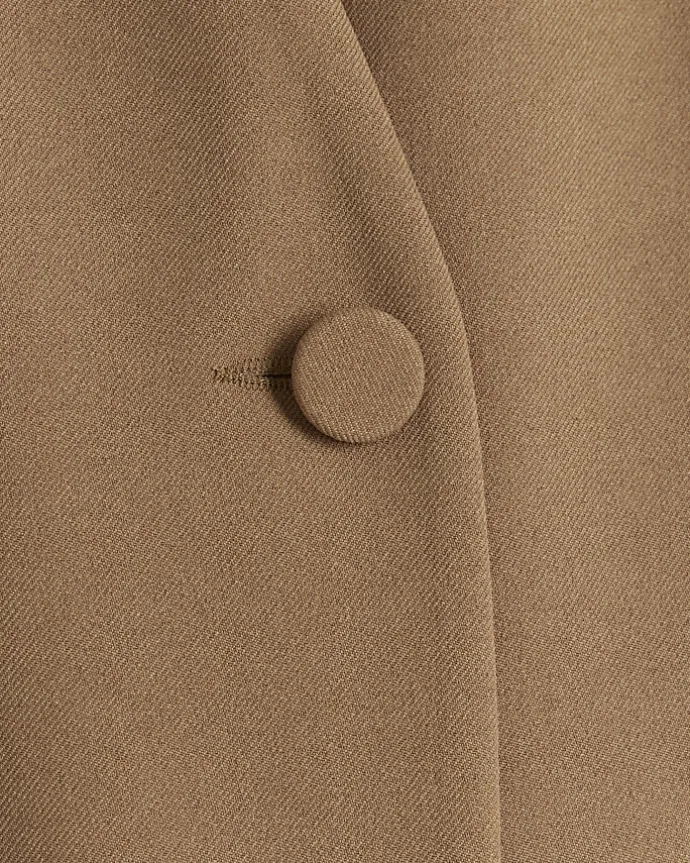 Beige longline button up waistcoat