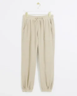 Beige lyocell elasticated joggers