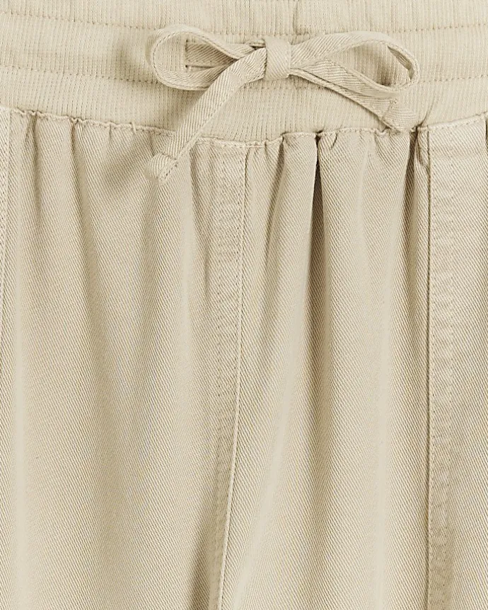 Beige lyocell elasticated joggers