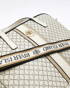 Beige RI monogram laptop case