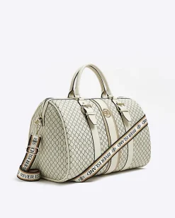 Beige RI monogram travel bag