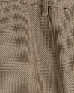 Beige slim fit waffle textured trousers