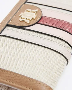 Beige stripe canvas purse