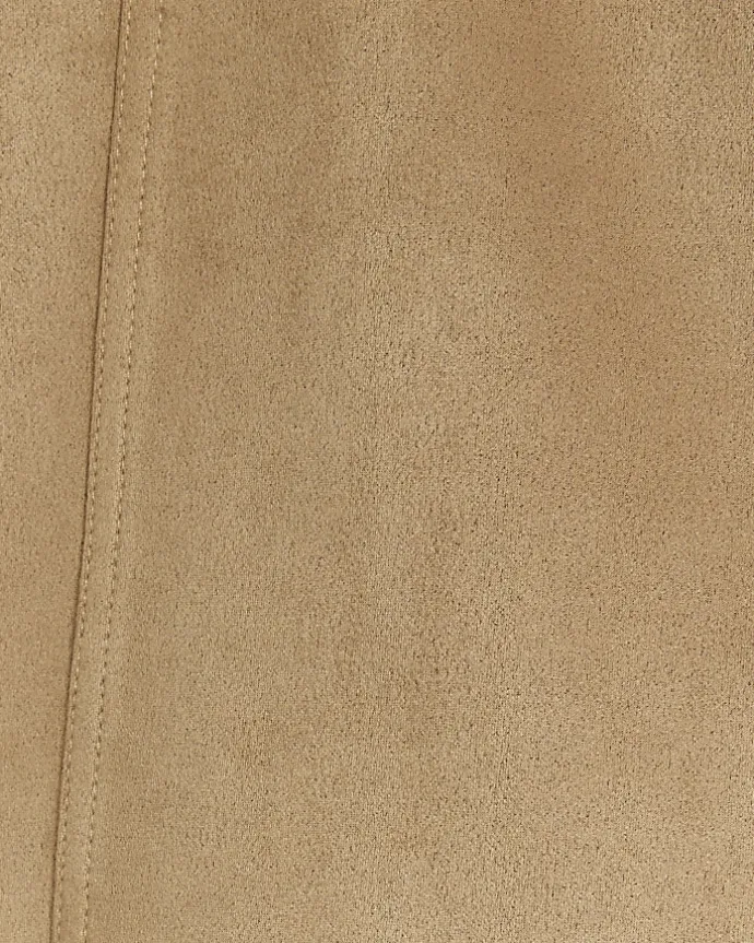 Beige suedette elasticated mini skirt