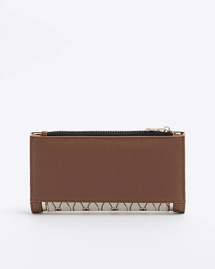Beige wave RI monogram purse
