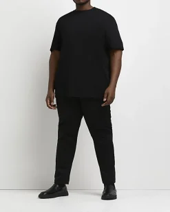 Big & Tall black curved hem slim fit t-shirt