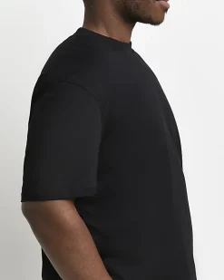 Big & Tall black curved hem slim fit t-shirt