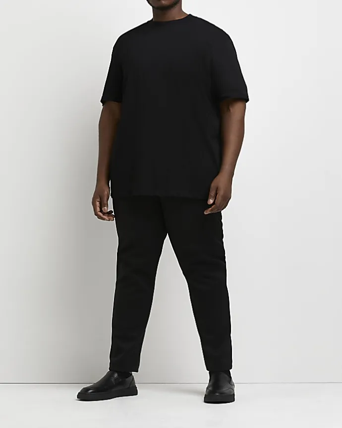 Big & Tall black curved hem slim fit t-shirt