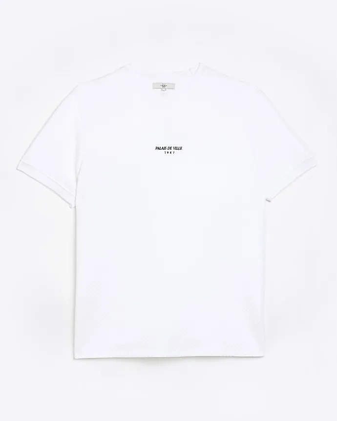 Big & Tall white slim fit quilted t-shirt
