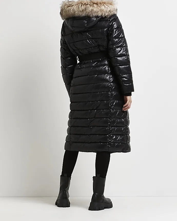 Black 3 in 1 maternity hooded puffer coat