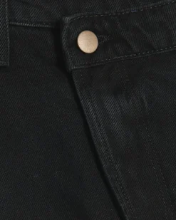 Black asymmetric waist denim mini skirt