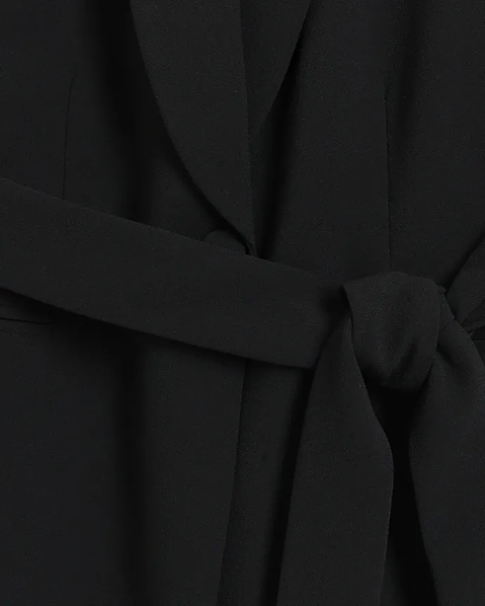 Black belted longline waistcoat