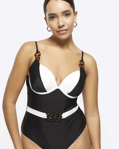 Black belted swimsuit