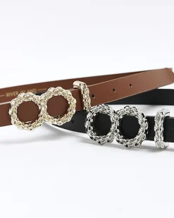 Black buckle detail belt multipack