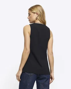 Black button up long waistcoat