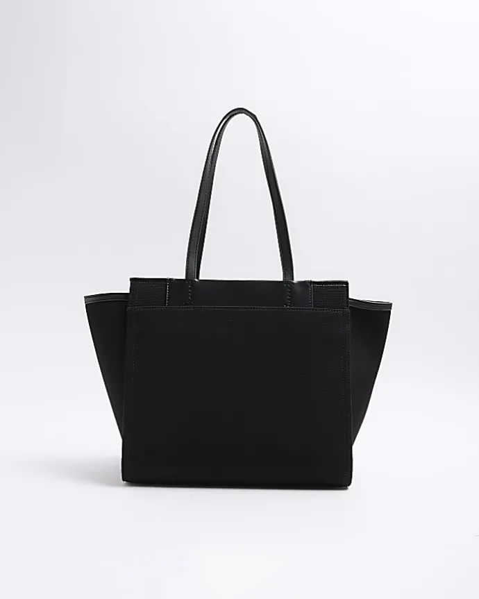 Black canvas embossed RI shopper bag