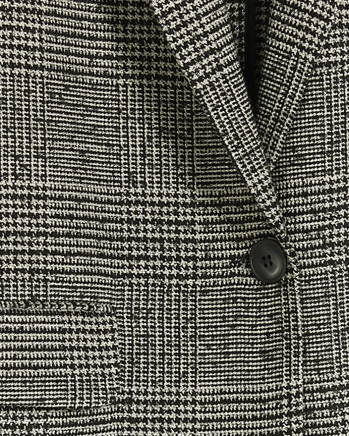 Black check rolled sleeve blazer