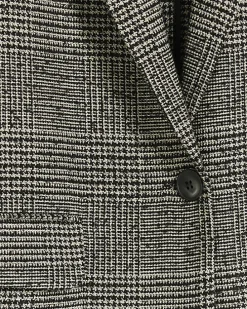 Black check rolled sleeve blazer