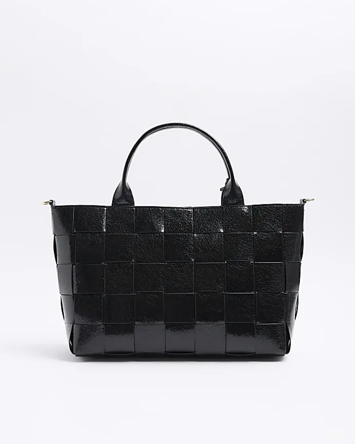 Black chunky weave shopper bag