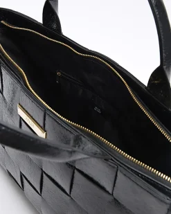 Black chunky weave shopper bag