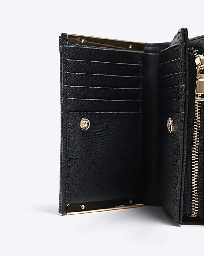 Black contrast panel foldover purse