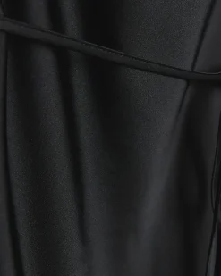 Black cowl neck slip midi dress