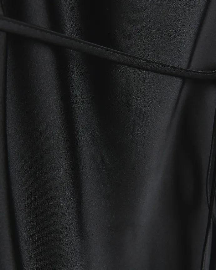 Black cowl neck slip midi dress