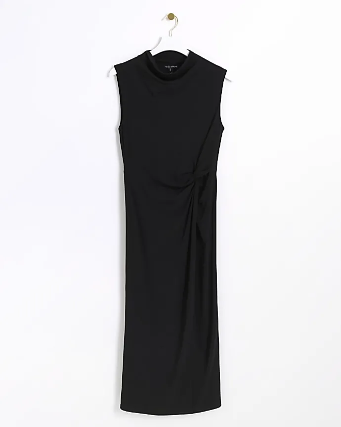Black cowl tank midi dress