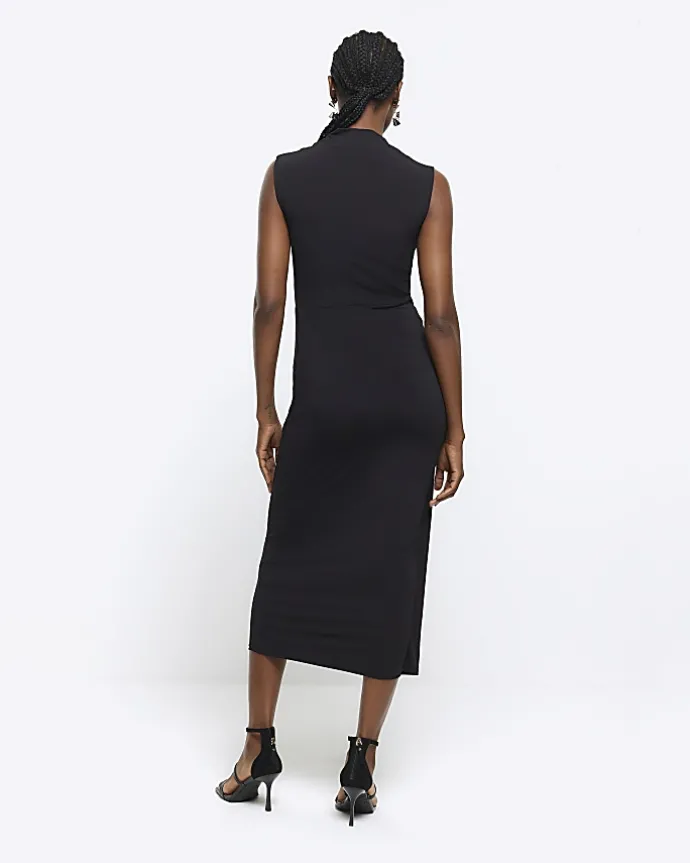 Black cowl tank midi dress