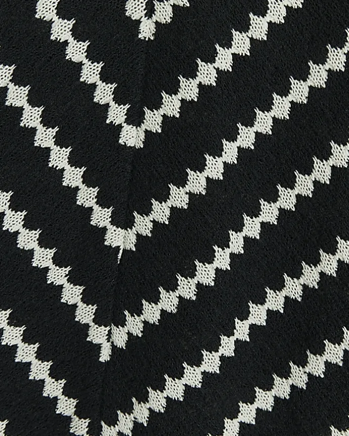 Black crochet stripe long sleeve top
