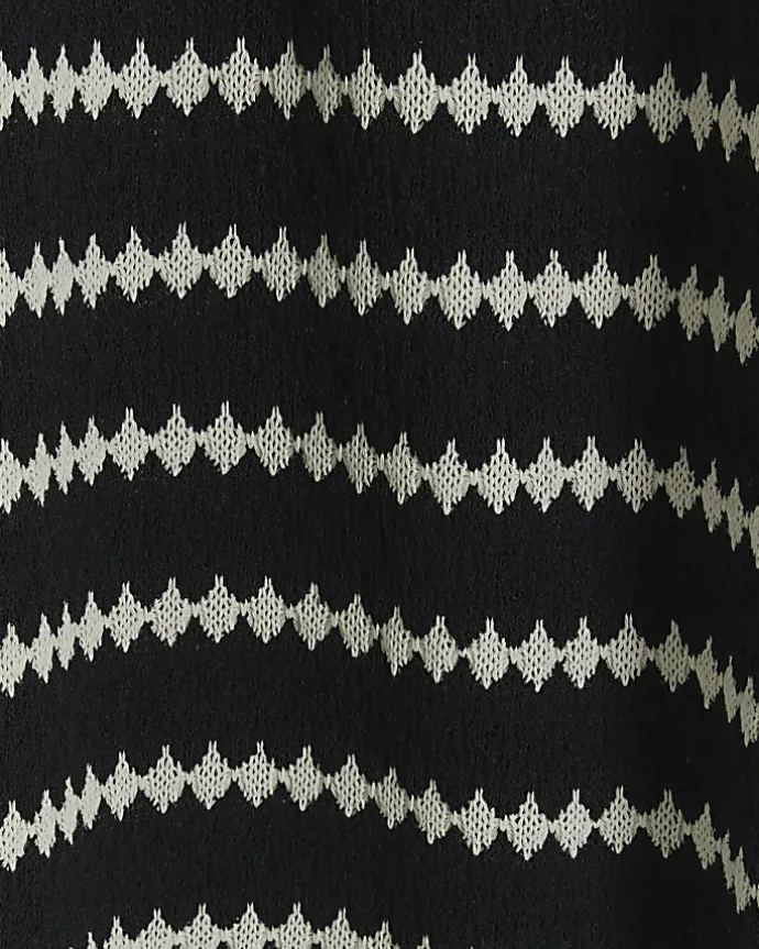 Black crochet stripe wide leg trousers