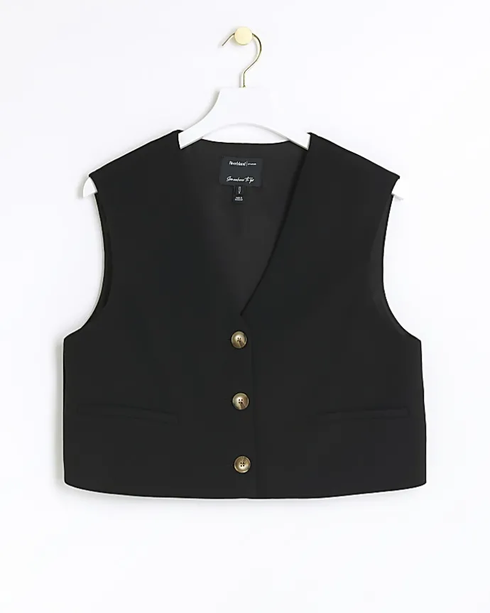 Black Cropped Waistcoat