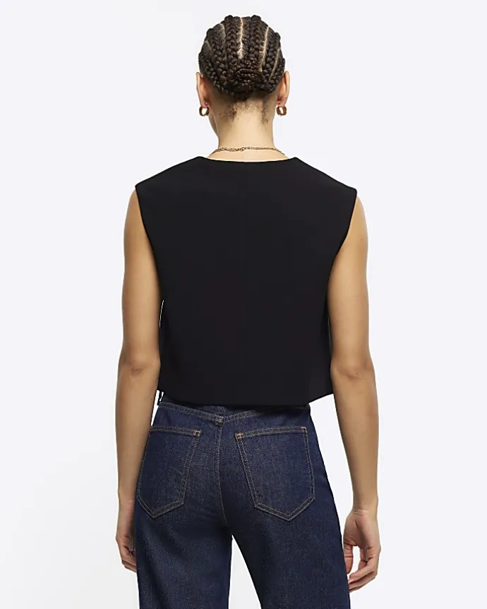 Black Cropped Waistcoat