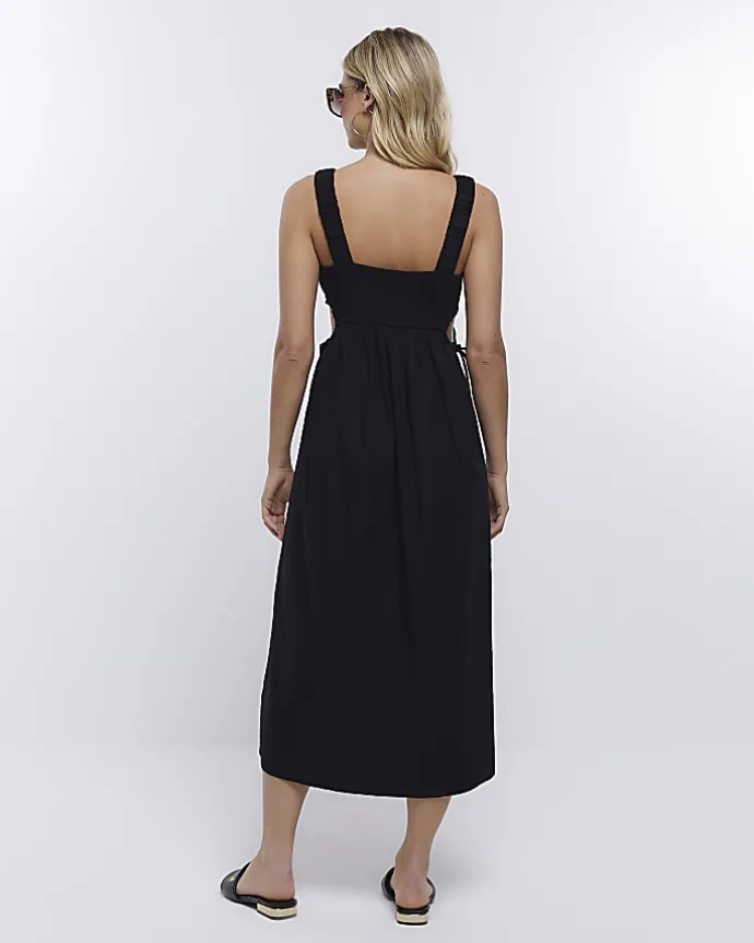 Black cut out detail beach maxi dress