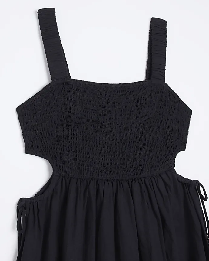 Black cut out detail beach maxi dress