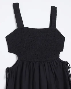 Black cut out detail beach maxi dress